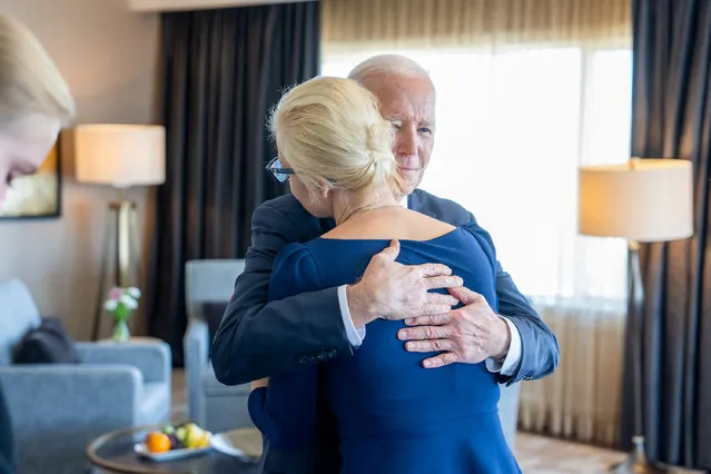 U.S. President Joe Biden embraces Yulia Navalnaya, the wife of Alexei Navalny, the Russian opposition leader who died last week in a prison camp, in San Francisco, California U.S. February 22, 2024. (Photo by The White House/Handout via Reuters)