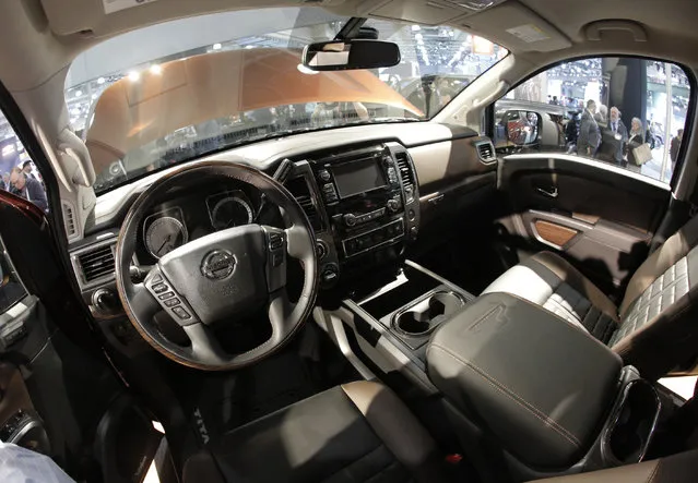 The interior of the Nissan 2017 Titan Crew Cab is seen during the media preview of the 2016 New York International Auto Show in Manhattan, New York on March 24, 2016. (Photo by Brendan McDermid/Reuters)