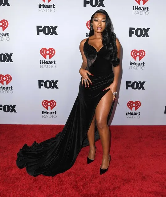 American rapper Megan Thee Stallion arrives at the 2022 iHeartRadio Music Awards at Shrine Auditorium and Expo Hall on March 22, 2022 in Los Angeles, California. (Photo by Steve Granitz/FilmMagic)