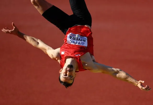 Mexico's Edgar Rivera competes in the men's high jump final during the World Athletics Championships at Hayward Field in Eugene, Oregon on July 18, 2022. (Photo by Mike Segar/Reuters)