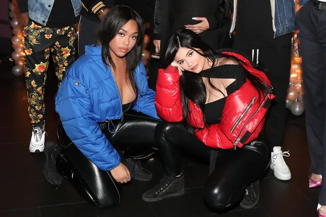 Rich Paul, Simon, Tristan Thompson, Khloe Kardashian, Lucas Newton, Kendall Jenner, Justine Skye, Jordan Woods and Kylie Jenner pose for a photo as Remy Martin celebrates Tristan Thompson's Birthday at Beauty in Los Angeles on March 1, 2018. (Photo by Jerritt ClarkJerritt Clark/Getty Images for Remy Martin)