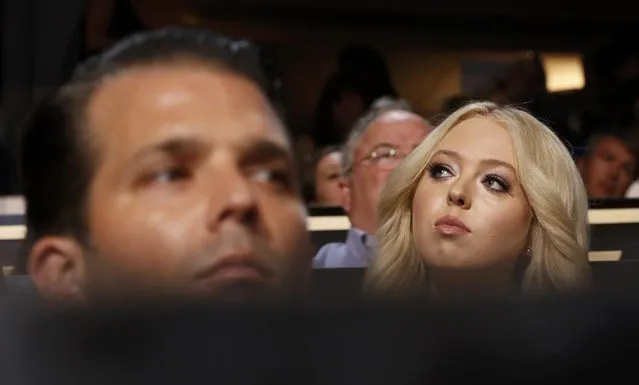 Tiffany Trump. daughter of Republican U.S. presidential candidate Donald Trump, sits near her step-brother Eric (C) during evening speeches at the Republican National Convention in Cleveland, Ohio, U.S. July 18, 2016. (Photo by Jonathan Ernst/Reuters)