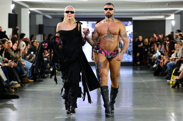 Models present creations by Namilia during Berlin Fashion Week in Berlin, Germany on February 6, 2024. (Photo by Fabrizio Bensch/Reuters)