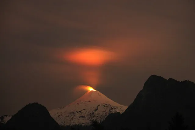 Villarrica Volcano is seen at night in Pucon, Chile, May 3, 2016. (Photo by Cristobal Saavedra/Reuters)