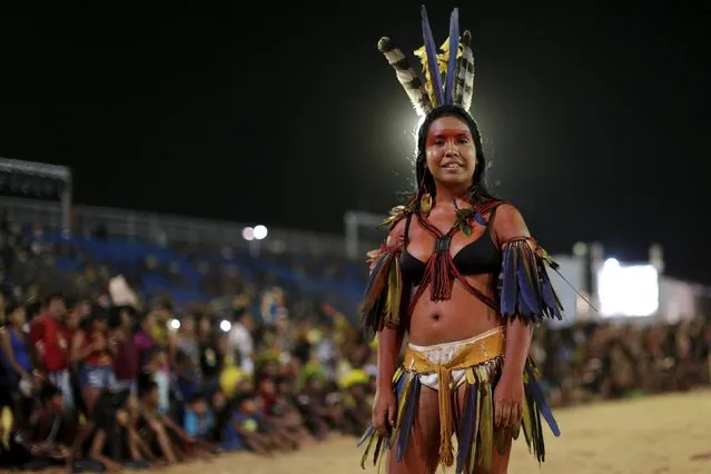 An indigenous woman participates in a parade called "International Indigenous Beauty" during the first World Games for Indigenous Peoples in Palmas, Brazil, October 24, 2015. (Photo by Ueslei Marcelino/Reuters)