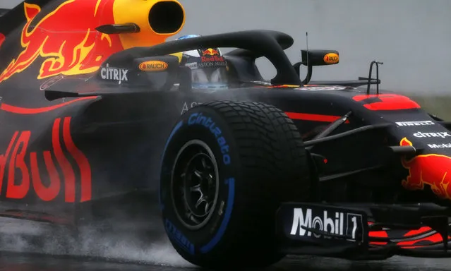 Red Bull driver Daniel Ricciardo of Australia steers his car during a Formula One pre-season testing session in Montmelo, outside Barcelona, Spain, Wednesday, February 28, 2018. (Photo by Manu Fernandez/AP Photo)
