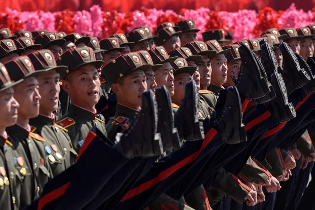 Korean People's Army (KPA) soldiers march during a mass rally on Kim Il Sung square in Pyongyang on September 9, 2018. (Photo by Ed Jones/AFP Photo)