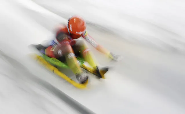 Julia Taubitz of Germany starts during the women's luge world cup in Schoenau at Koenigssee on Daturday, January 5, 2019. (Photo by Tobias Hase/dpa via AP Photo)