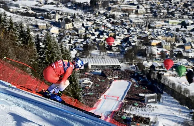 Macro Odermatt of Switzerland in action during the Men's Downhill race at the FIS Alpine Skiing World Cup in Kitzbuehel, Austria, 20 January 2024. (Photo by Christian Bruna/EPA)