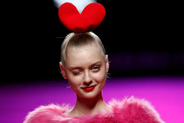A model presents a creation from Agatha Ruiz de la Prada's Fall/Winter 2017 collection during the Mercedes-Benz Fashion Week in Madrid, Spain, February 17, 2017. (Photo by Juan Medina/Reuters)