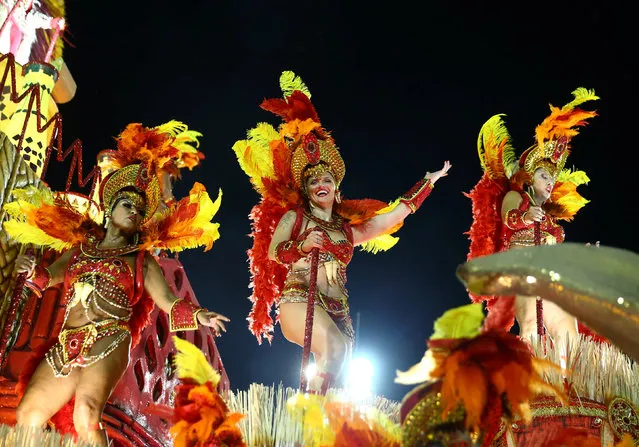 Revellers from Uniao da Ilha samba school perform during the second night of the carnival parade at the Sambadrome in Rio de Janeiro, Brazil February 27, 2017. (Photo by Pilar Olivares/Reuters)