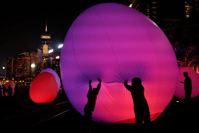 Interactive installations of the “teamLab: Continuous” by Japanese brand teamLab, an interdisciplinary group of artists are placed by Victoria Harbour in Hong Kong on March 25, 2024. (Photo by Tyrone Siu/Reuters)