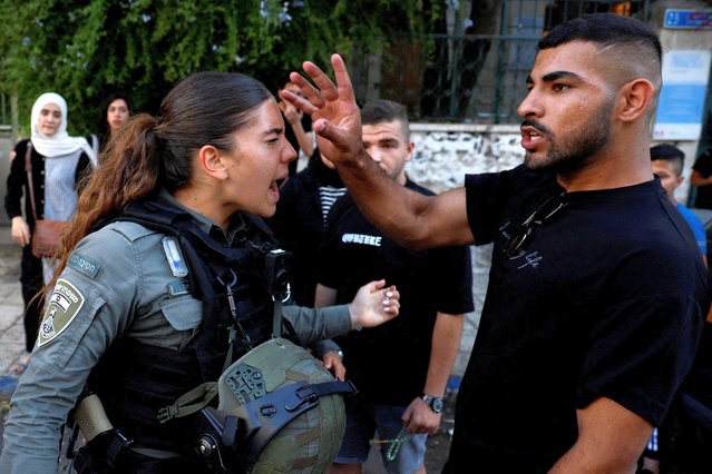 Israeli police scuffles with Palestinians during a protest over an Israeli military operation in Jenin, in Jerusalem on July 4, 2023. (Photo by Ammar Awad/Reuters)