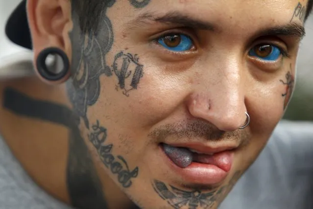 “Alias” Damian Carnicero poses during Cali Tattoo Festival in Cali, Colombia, September 12, 2015. (Photo by Jaime Saldarriaga/Reuters)
