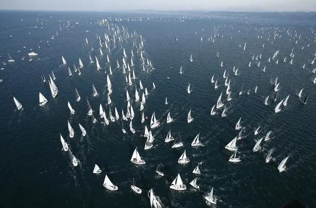 The Barcolana, the largest sailing regatta in the world, takes place in Trieste, Italy on October 9, 2022. (Photo by Alessandro Garofalo/Reuters)