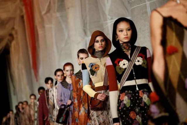 Models present creations from the Etro Fall/Winter 2023/2024 collection during Fashion Week in Milan, Italy on February 22, 2023. (Photo by Alessandro Garofalo/Reuters)