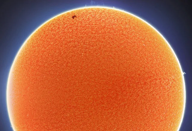 The International Space Station (ISS) moving in front of the sun in November 2020 by astrophotographer Andrew McCarthy. These incredible photos capture the clearest images ever taken of the International Space Station (ISS) moving in front of both the moon and the sun. The photos, taken within days of one another, were captured in the space of less than a second, as the space station could be clearly seen zooming across against the bright backdrops of both moon and sun. Photographer Andrew McCarthy, from California, USA, said the photo of the ISS in front of the sun, in broad daylight, was “one of my trickiest shots ever”. (Photo by Andrew McCarthy/South West News Service)