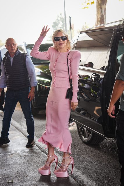 American singer-songwriter and actress Lady Gaga arrives at Milan airport after 2 days of the filming of “The Devil Wears Prada 2” on October 11, 2025 in Milan, Italy. (Photo by Andrea Cremascoli/GC Images)