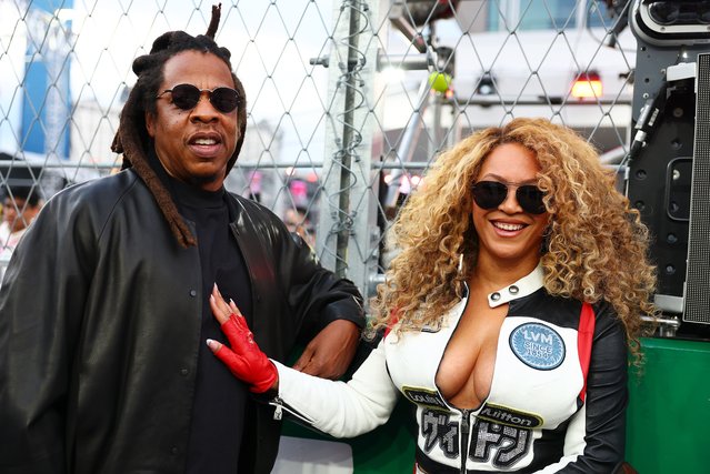 Jay-Z and Beyonce on the Pirelli hot laps grid prior to the F1 Grand Prix of Las Vegas at Las Vegas Strip Circuit on November 22, 2025 in Las Vegas, Nevada. (Photo by Bryn Lennon - Formula 1/Formula 1 via Getty Images)