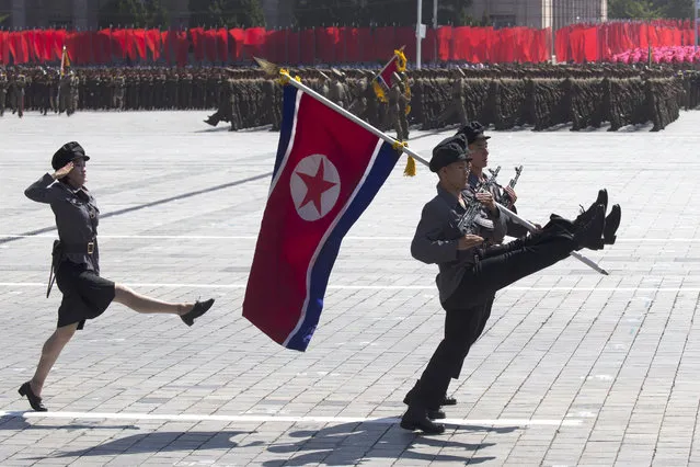 Korean People's Army (KPA) soldiers march during a mass rally on Kim Il Sung square in Pyongyang on September 9, 2018. (Photo by Ng Han Guan/AP Photo)