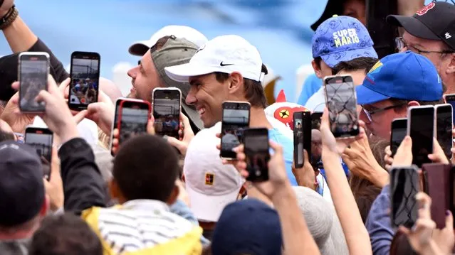 Spain's Rafael Nadal walks through the crowds at the Brisbane International tennis tournament in Brisbane on January 1, 2024. (Photo by William West/AFP Photo)