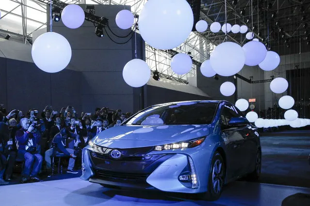 The Toyota Prius Prime is seen during the media preview of the 2016 New York International Auto Show in Manhattan on March 23, 2016. (Photo by Brendan McDermid/Reuters)