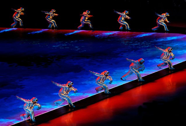 Performers take part in the opening ceremony of the Harbin 2025 Asian Winter Games in Harbin, northeast China's Heilongjiang province on February 7, 2025. (Photo by Issei Kato/Pool via AFP Photo)