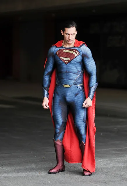 A Comic Con attendee poses as Superman during the 2014 New York Comic Con at Jacob Javitz Center on October 10, 2014 in New York City. (Photo by Daniel Zuchnik/Getty Images)