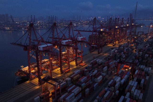 A general view shows container terminal in Hong Kong, China, on April 23, 2025. (Photo by Tyrone Siu/Reuters)