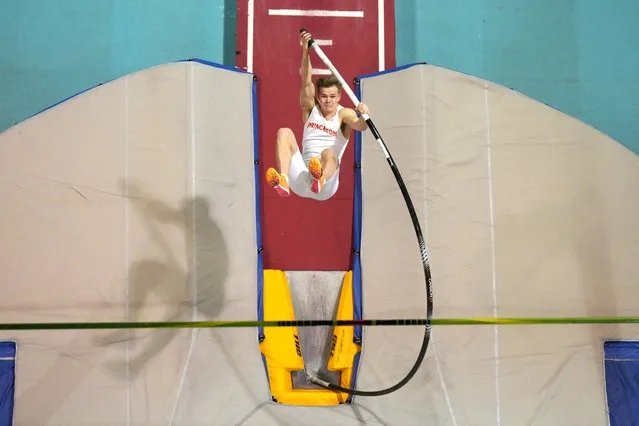 Sondre Guttormsen of Princeton wins the pole vault at 19-8 1/4 (6.00m) to equal the collegiate record during the NCAA Indoor Championships at Albuquerque Convention Center in Albuquerque, New Mexico on March 10, 2023. (Photo by Kirby Lee/USA TODAY Sports)
