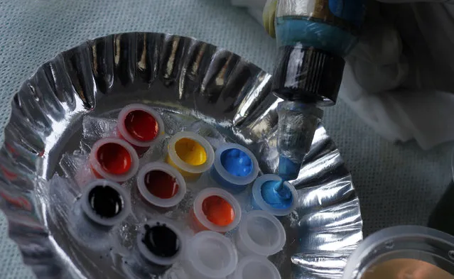 The ink that is use for tattoo during Bandung Body Art Festival at in Bandung, West Java, on December 7, 2014. (Photo by Rezza Estily/JG Photo)