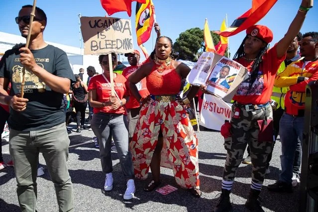 Marvina Newton of United For Black Lives protests in Falmouth, Cornwall, during the G7 Summit on June 12, 2021. (Photo by Jonny Weeks/The Guardian)