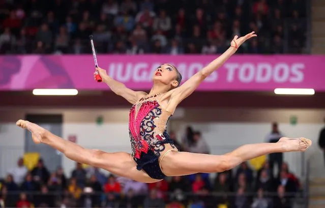 Canada's Natalie Garcia performs her routine in the Individual Clubs Gymnastics Final competition during the Lima 2019 Pan-American Games at the Villa El Salvador Sport Center in Lima on August 5, 2019. (Photo by Pilar Olivares/Reuters)