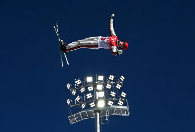 Flavie Aumond of team Canada takes part in a practice session during the Women's Freestyle Skiing Aerials Final on Day 10 of the Beijing 2022 Winter Olympics at Genting Snow Park on February 14, 2022 in Zhangjiakou, China. (Photo by Dylan Martinez/Reuters)