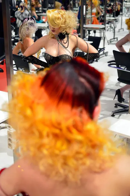 A Model styled by a participant waits to be judged by the jury during the contest “Day style” of the OMC Hairworld World Cup on May 4, 2014 in Frankfurt am Main, Germany. (Photo by Thomas Lohnes/Getty Images)