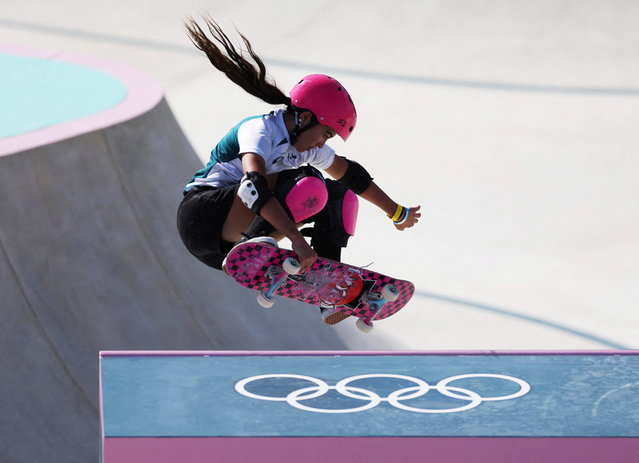 Arisa Trew of Team Australia competes during the Women's Park Final Skateboarding on day eleven of the Olympic Games Paris 2024 at Place de la Concorde on August 6, 2024 in Paris, France. (Photo by Pilar Olivares/Reuters)