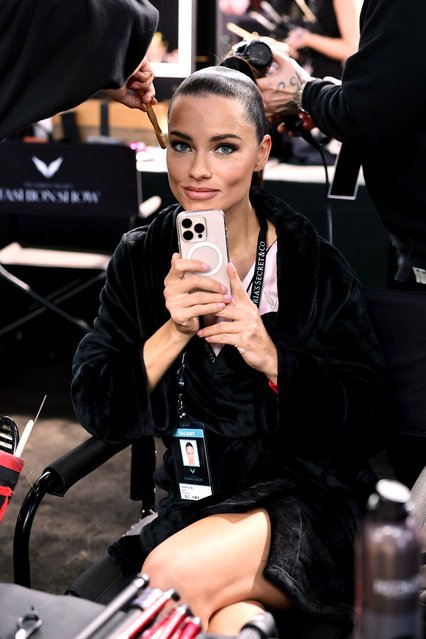 Brazilian model Adriana Lima prepares backstage during the Victoria's Secret Fashion Show 2024 at Duggal Greenhouse on October 15, 2024 in Brooklyn, New York. (Photo by Theo Wargo/Getty Images)