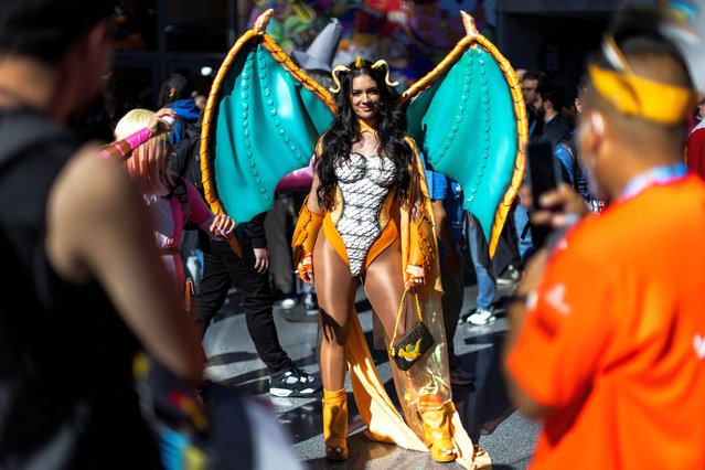 A person in a costume poses during the 2024 New York Comic Con, at the Jacob Javits Convention Center in New York City, on October 18, 2024. (Photo by Eduardo Munoz/Reuters)