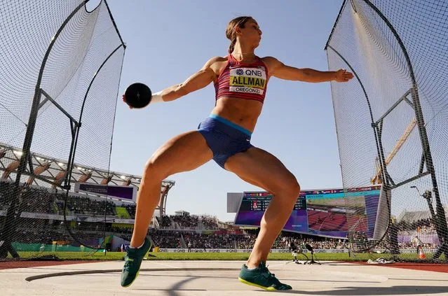 Valarie Allman of Team United States competes in the Women's Discus qualification on day four of the World Athletics Championships Oregon22 at Hayward Field on July 18, 2022 in Eugene, Oregon. (Photo by Pawel Kopczynski/Reuters)