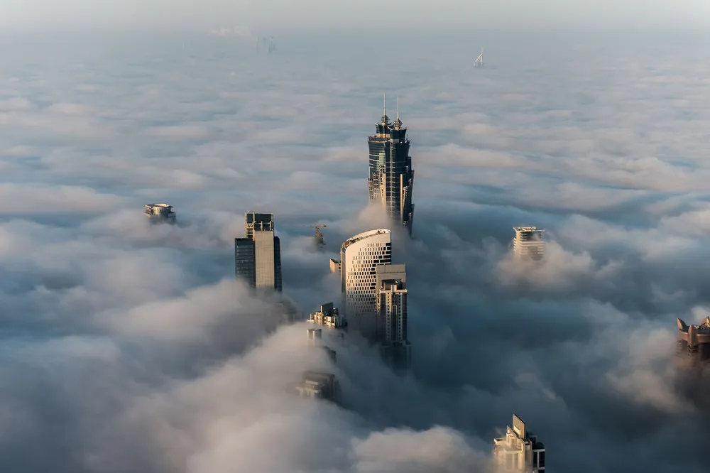 Views of the Fog Engulfing Dubai