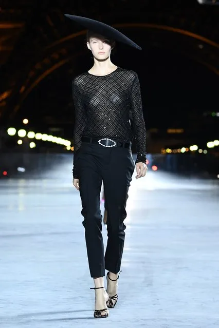 A model walks the runway during the Saint Laurent show as part of the Paris Fashion Week Womenswear Spring/Summer 2018 on September 26, 2017 in Paris, France. (Photo by Pascal Le Segretain/Getty Images)