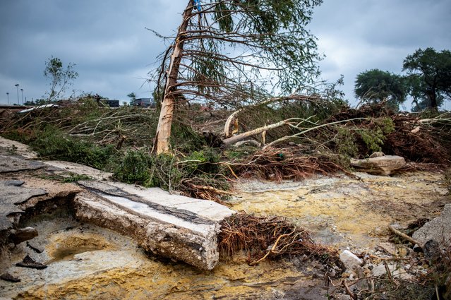 A road damage after deadly flooding is seen in Kerr County, Texas, on July 5, 2025. (Photo by Sergio Flores/Reuters)