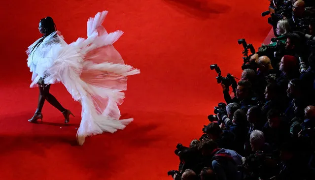 British dancer and actress Nikeata Thompson arrives on the red carpet for the premiere of the film “She Came To Me” presented in the Berlinale Special Gala section, that opens the Berlinale, Europe's first major film festival of the year, on February 16, 2023 in Berlin. The 73rd annual festival, which traditionally has the strongest political focus of the three big European cinema showcases, will mark the first anniversary of Russia's invasion in Ukraine, as well as anti-regime protests in Iran with new feature films and documentaries. (Photo by John MacDougall/AFP Photo)