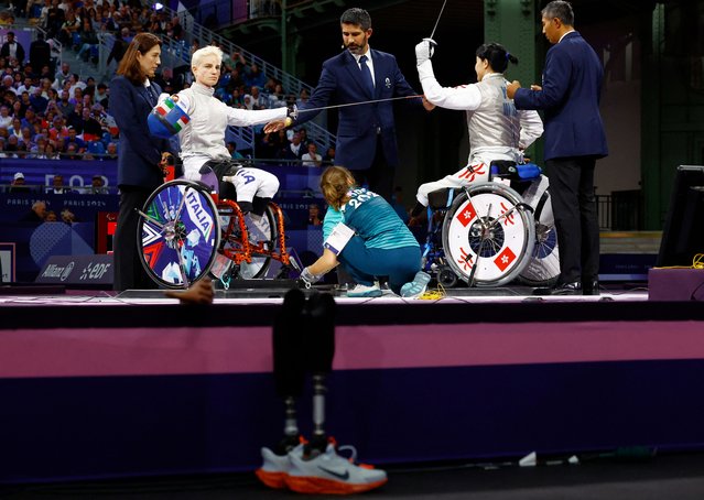 General view during the match between Beatrice Maria Vio Grandis of Italy in action and Yu Chui Yee of Hong Kong during the Paris 2024 Paralympic Games at the Grand Palais in Paris on September 5, 2024. (Photo by Carlos García Rawlins/Reuters)