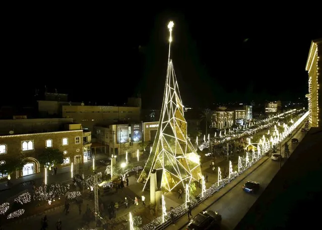 A Christmas tree stands in Byblos, north of Beirut, Lebanon, November 25, 2015. (Photo by Mohamed Azakir/Reuters)