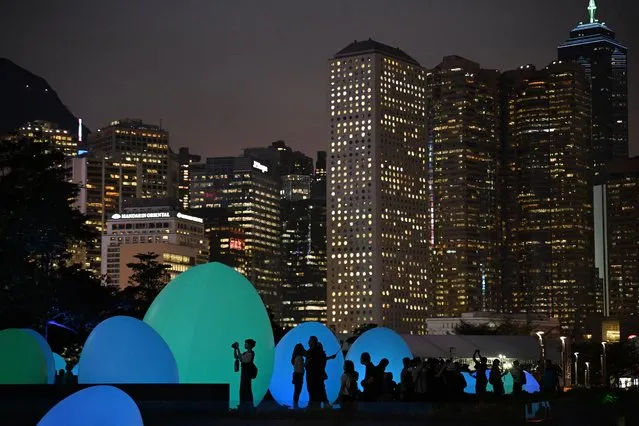 Interactive installations of the "teamLab: Continuous" by Japanese brand teamLab, an interdisciplinary group of artists are placed by Victoria Harbour in Hong Kong, China on March 25, 2024. (Photo by Tyrone Siu/Reuters)