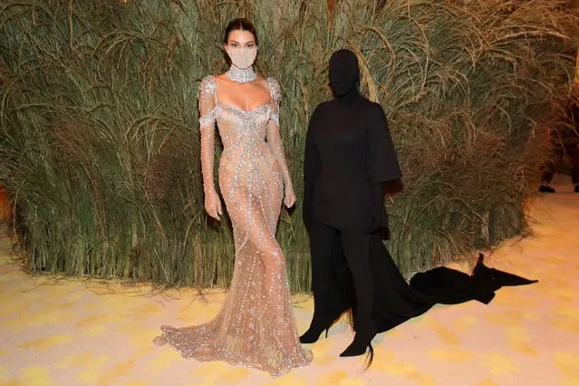 (L-R) American model Kendall Jenner and American media personality Kim Kardashian attend the The 2021 Met Gala Celebrating In America: A Lexicon Of Fashion at Metropolitan Museum of Art on September 13, 2021 in New York City. (Photo by Jamie McCarthy/MG21/Getty Images for The Met Museum/Vogue)