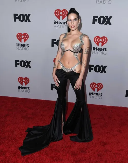 American singer Ashley Nicolette Frangipane, known professionally as Halsey arrives at the 2022 iHeartRadio Music Awards at Shrine Auditorium and Expo Hall on March 22, 2022 in Los Angeles, California. (Photo by Steve Granitz/FilmMagic)