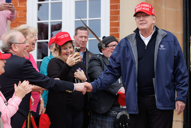 Former US president Donald Trump at Trump Turnberry golf course, in South Ayrshire, during his visit to the UK on Tuesday, May 2, 2023. (Photo by Steve Welsh/PA Images via Getty Images)