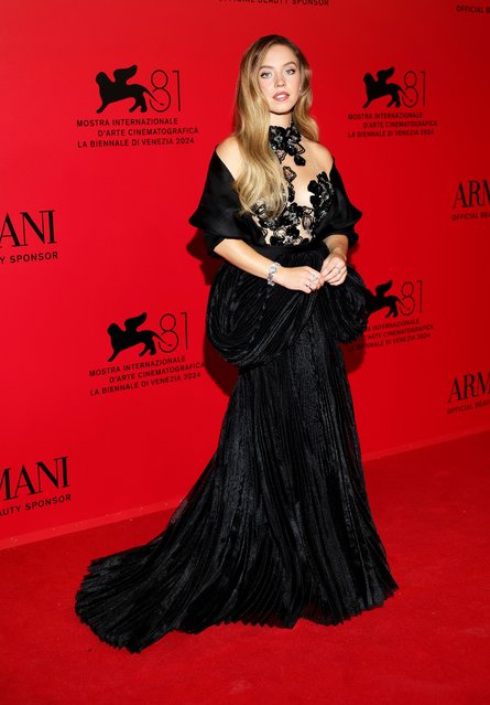 American actress Sydney Sweeney attends the 2024 Armani Beauty dinner photocall at Arsenale on August 31, 2024 in Venice, Italy. (Photo by Andreas Rentz/Getty Images)